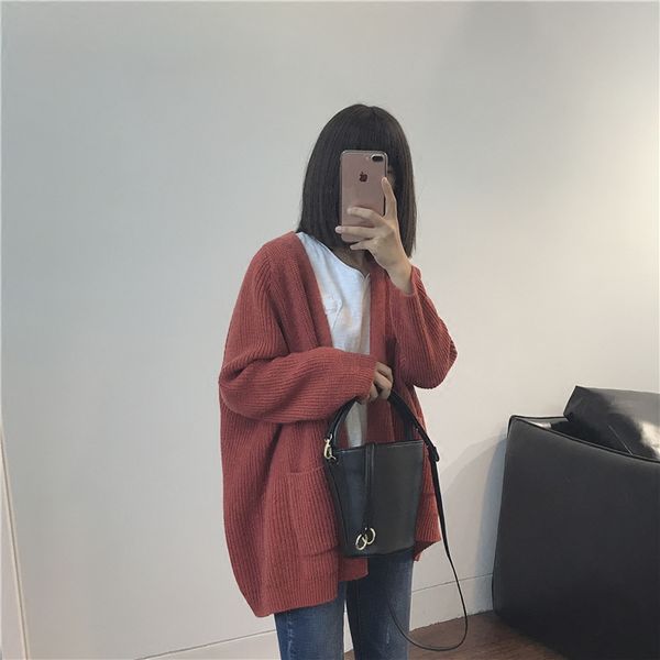 2018 ulzzang girl casual cardigan knitted jumper autumn korean women loose solid color pocket kimono design sweater coat, White;black
2018 ulzzang girl casual cardigan knitted jumper autumn korean women loose solid color pocket kimono design sweater coat, White;black