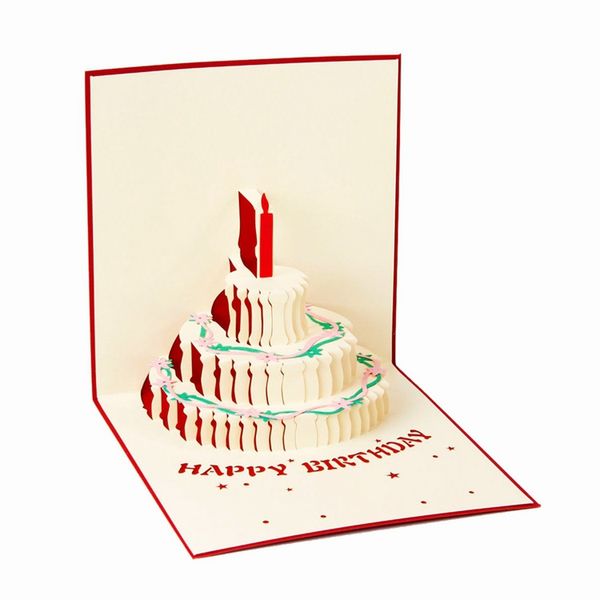 

С Днем Рождения открытка открытки подарок карты бумаги 3D ручной всплывал лазерна