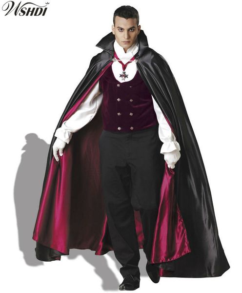 

deluxe men dracula vampire costume halloween carnival masquerade party costume man vampire set, Black;red