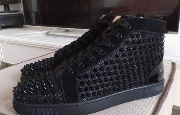 Size 35-47 Men Women Black Sand Net With Spikes High Top Lace Up Red Bottom Fashion Sneakers, Unisex Brand Comfortable Casual Shoes
Size 35-47 Men Women Black Sand Net With Spikes High Top Lace Up Red Bottom Fashion Sneakers, Unisex Brand Comfortable Casual Shoes