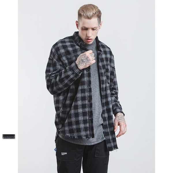 snap & winter streetwear plaid strap extended curved hem & long shirt casual cotton shirt hiphop sleeve men's oversized check flannel a, Black
snap & winter streetwear plaid strap extended curved hem & long shirt casual cotton shirt hiphop sleeve men's oversized check flannel a, Black