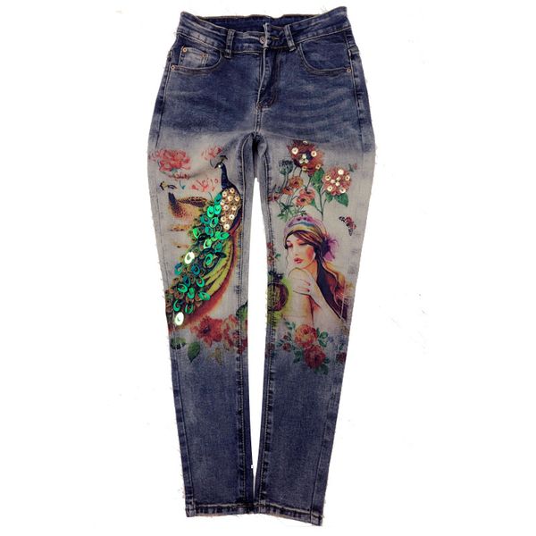 2018 new slim pencil pants vintage high waist jeans new womens pants ankle-length print cowboy a393, Blue
2018 new slim pencil pants vintage high waist jeans new womens pants ankle-length print cowboy a393, Blue