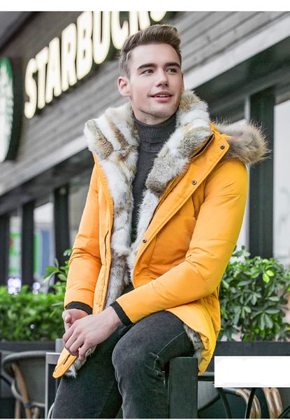 mens winter fur downs long length thick warm hooded coat yellow black fashion leisure downs
mens winter fur downs long length thick warm hooded coat yellow black fashion leisure downs