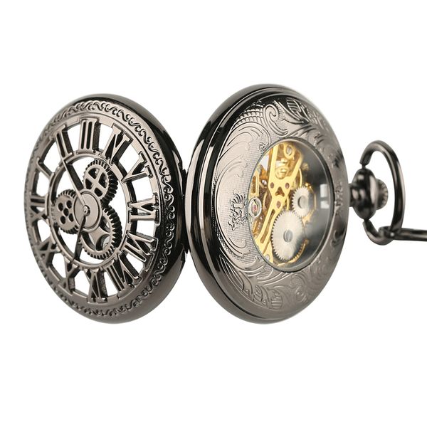 vintage black gear wheel mechanical pocket watch roman numbers display pendant clock gifts for men women, Slivery;golden
vintage black gear wheel mechanical pocket watch roman numbers display pendant clock gifts for men women, Slivery;golden