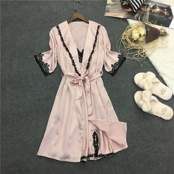 womens silk lingerie set with robe lace sleep wedding robe and mini night dress summer nightgown, Black;red
womens silk lingerie set with robe lace sleep wedding robe and mini night dress summer nightgown, Black;red