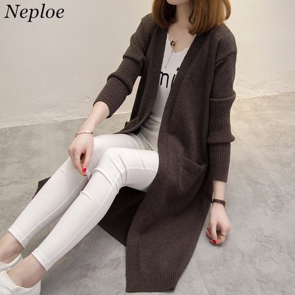 neploe long sweater coat knitwear cardigan 2017 spring autumn new women loose wild long sleeve cardigan 65470, White;black
neploe long sweater coat knitwear cardigan 2017 spring autumn new women loose wild long sleeve cardigan 65470, White;black