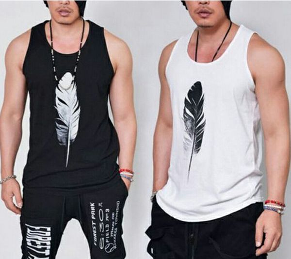 Summer New Fashion Casual Loose Solid Feather Print Sleeveless Hip Hop Men Tank Tops Male Cool Harajuku Sportwear White&Black
Summer New Fashion Casual Loose Solid Feather Print Sleeveless Hip Hop Men Tank Tops Male Cool Harajuku Sportwear White&Black