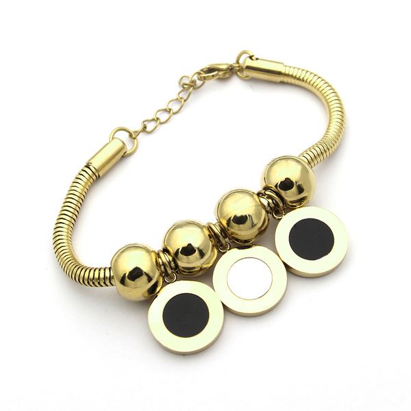 selling titanium steel jewelry wholesale shells of the three round pearl snake bone bracelet 18k gold foreign trade ladies bracelet, Black
selling titanium steel jewelry wholesale shells of the three round pearl snake bone bracelet 18k gold foreign trade ladies bracelet, Black