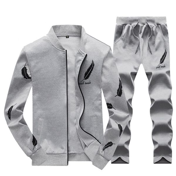mens tracksuit outwear hoodie set 2 pieces autumn sporting track suit male fitness stand collar sweatshirts jacket + pants sets, Gray
mens tracksuit outwear hoodie set 2 pieces autumn sporting track suit male fitness stand collar sweatshirts jacket + pants sets, Gray