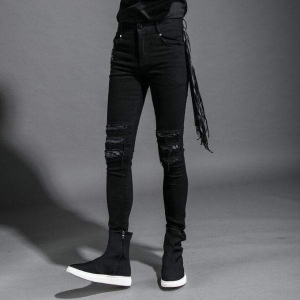 2018 men's autumn new street broken hole jeans harajuku style personality slim trousers men casual bootcut tide, Black
2018 men's autumn new street broken hole jeans harajuku style personality slim trousers men casual bootcut tide, Black