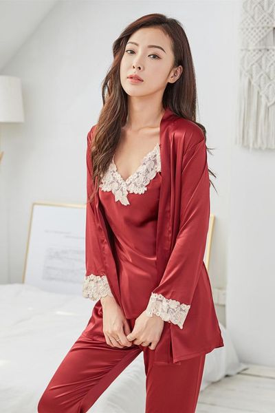 2018 satin pajamas for women lace sleepwear female elegant women pyjamas silk pajamas pijama 3piece sets home wear, Blue;gray
2018 satin pajamas for women lace sleepwear female elegant women pyjamas silk pajamas pijama 3piece sets home wear, Blue;gray