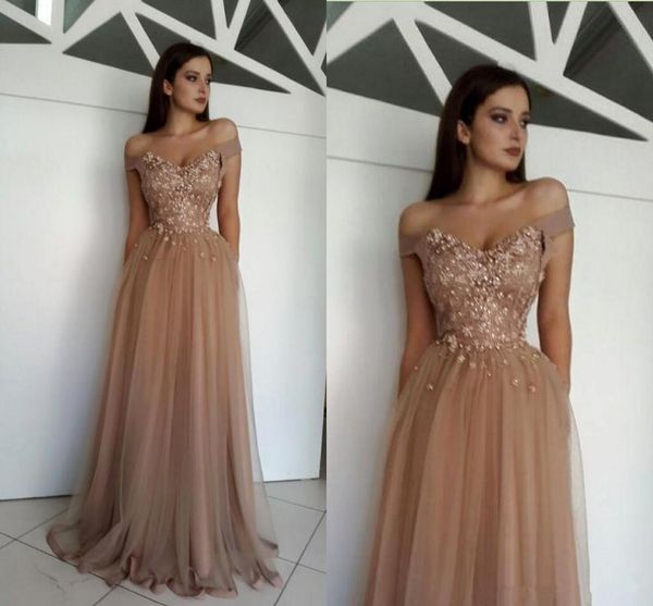 charming nude tulle applique beaded prom dresses off shoulder a-line evening gowns formal prom party dresses, Black
charming nude tulle applique beaded prom dresses off shoulder a-line evening gowns formal prom party dresses, Black