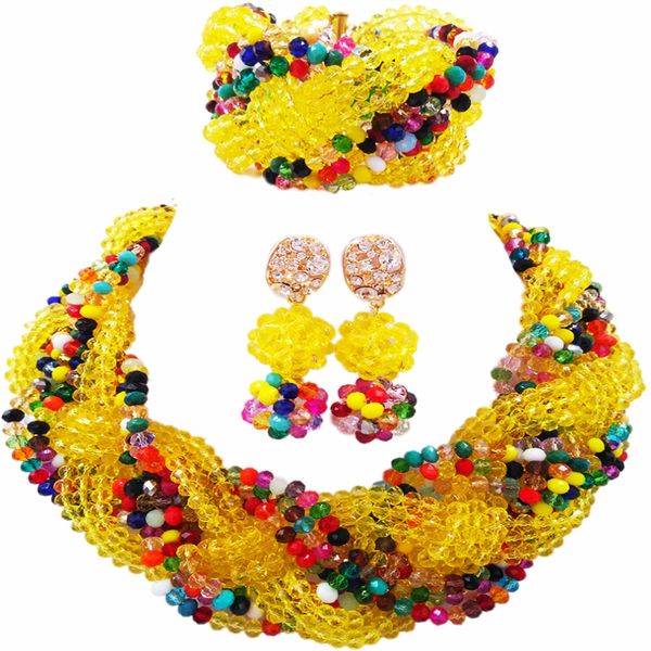 beautiful yellow multicolors crystal beaded necklaces costume nigerian wedding african beads jewelry set for women 12bz19, Slivery;golden
beautiful yellow multicolors crystal beaded necklaces costume nigerian wedding african beads jewelry set for women 12bz19, Slivery;golden