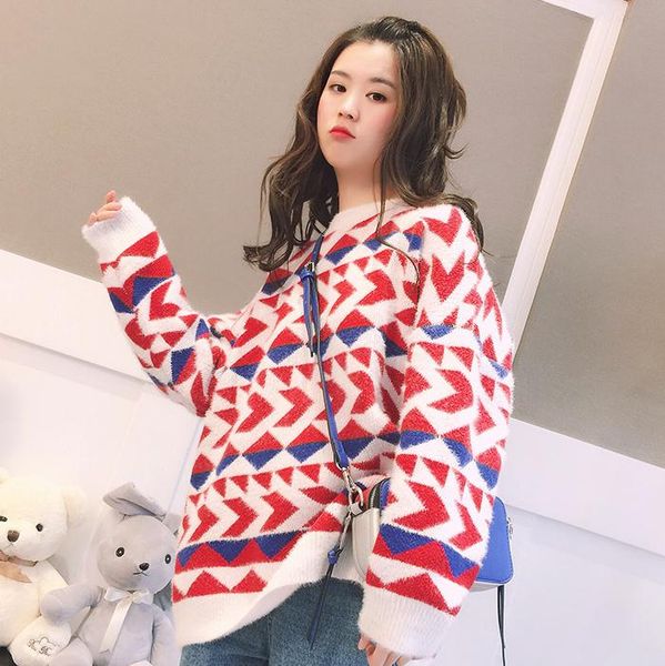 autumn and winter new loose and comfortable sweater women's set head korean thickening sweater, White;black
autumn and winter new loose and comfortable sweater women's set head korean thickening sweater, White;black