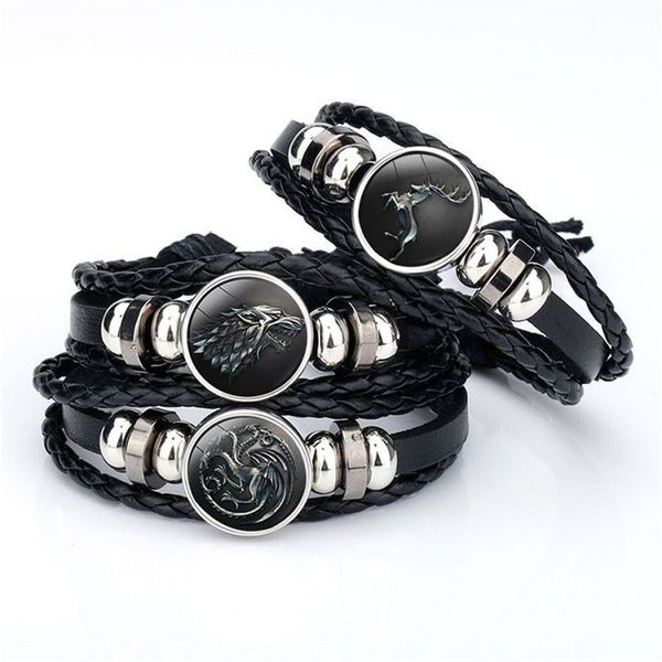 game of thrones house stark wolf glass cabochon leather bracelets multi layers weave handmade punk black men bracelets kka1582, Golden;silver
game of thrones house stark wolf glass cabochon leather bracelets multi layers weave handmade punk black men bracelets kka1582, Golden;silver