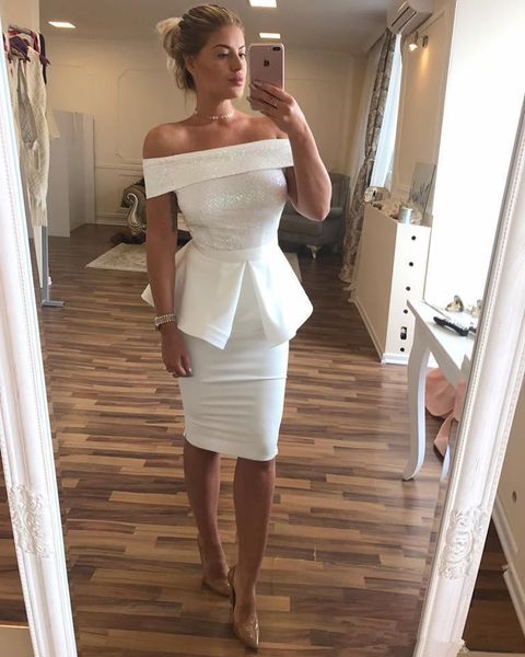 2019 arabic cocktail dresses short prom dresses with peplum knee length cocktail party gowns off shoulder maid of honor dress m38, Black
2019 arabic cocktail dresses short prom dresses with peplum knee length cocktail party gowns off shoulder maid of honor dress m38, Black