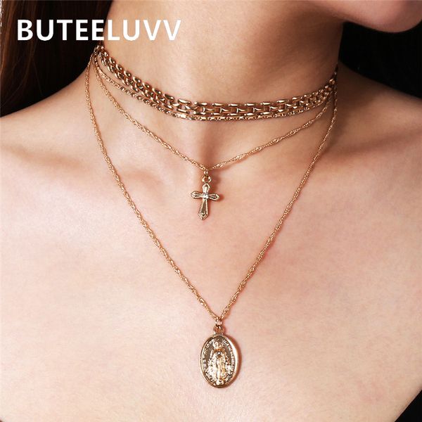 buteeluvv vintage jesus cross pendant necklace fashion jewelry punk gold color chunky link chain choker necklace for women, Silver
buteeluvv vintage jesus cross pendant necklace fashion jewelry punk gold color chunky link chain choker necklace for women, Silver