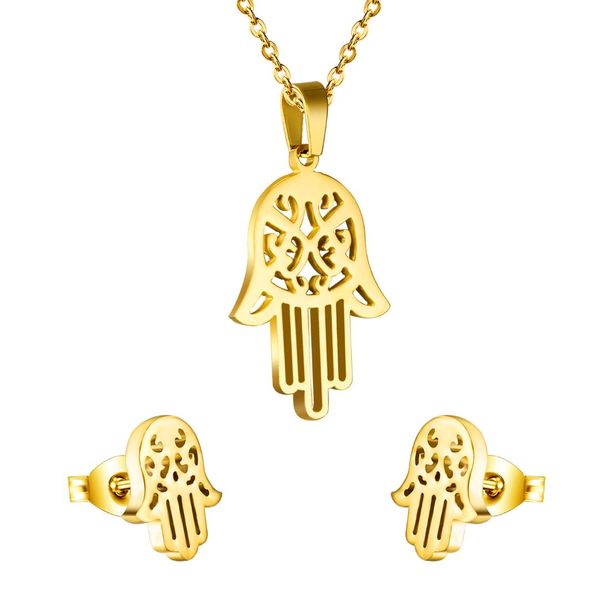 classic totem hand shape necklace pendant with earrings women jewelry sets make of 316l stainless steel gold/silver color
classic totem hand shape necklace pendant with earrings women jewelry sets make of 316l stainless steel gold/silver color