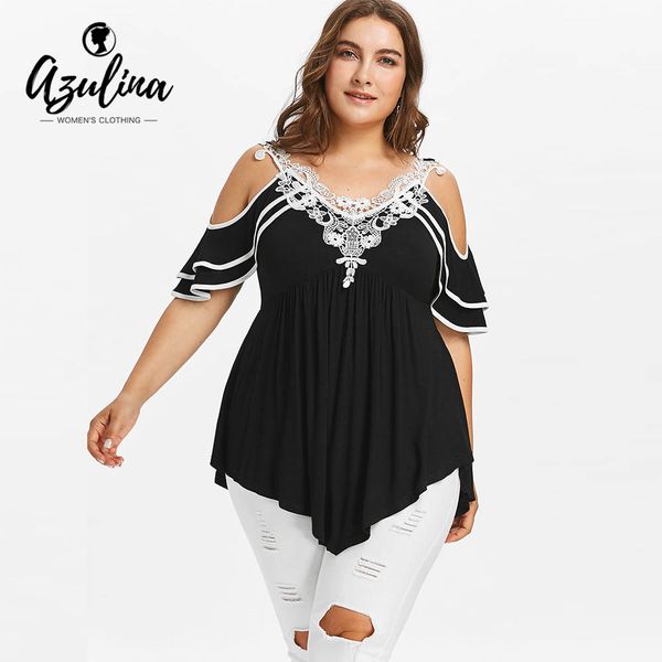 azulina plus size layered cold shoulder women t-shirt half buerfly short sleeve summer lace v-neck casual t-shirt clothing, White
azulina plus size layered cold shoulder women t-shirt half buerfly short sleeve summer lace v-neck casual t-shirt clothing, White