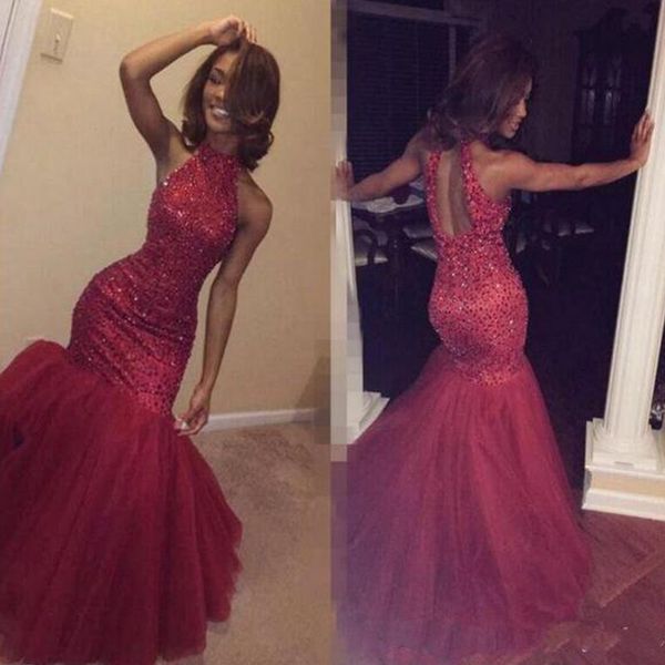 New burgundy beaded halter mermaid prom dre e 2019 ve tido de fie ta formal party gown robe de oiree keyhole back evening gown
New burgundy beaded halter mermaid prom dre e 2019 ve tido de fie ta formal party gown robe de oiree keyhole back evening gown