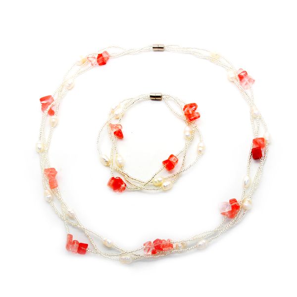 fashion natural freshwater pearl jewelry magnetic buckle crystal necklace and bracelet set wholesale, Silver
fashion natural freshwater pearl jewelry magnetic buckle crystal necklace and bracelet set wholesale, Silver