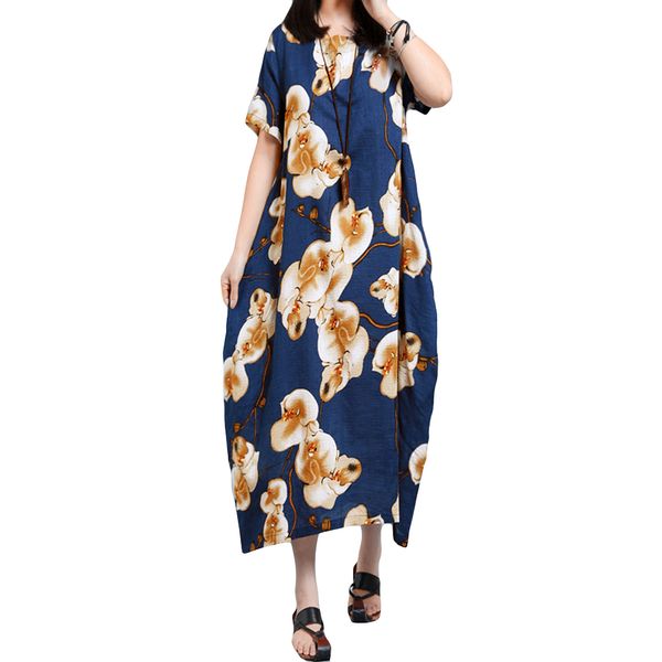 new summer women floral print loose dress short sleeve round neck pockets oversize long dresses casual female vestidos plus size, White;black
new summer women floral print loose dress short sleeve round neck pockets oversize long dresses casual female vestidos plus size, White;black