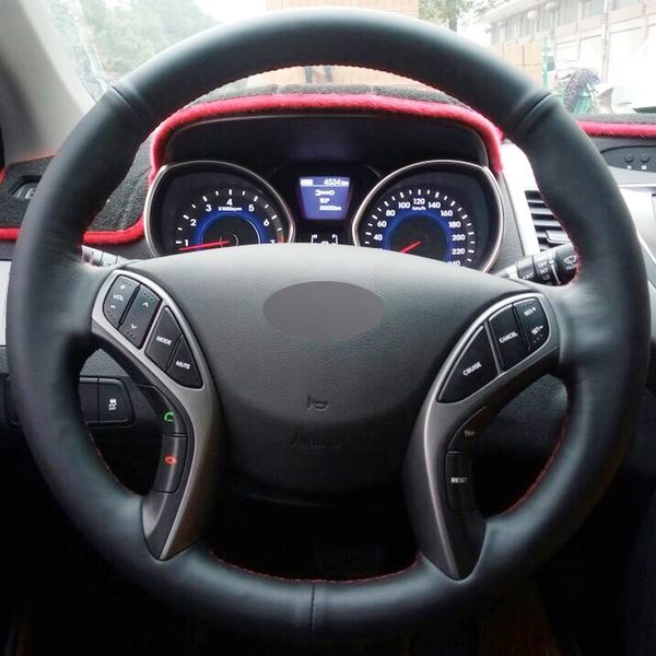 hand-stitched black genuine leather car steering wheel cover for hyundai elantra 2011-2014 avante i30 2013
hand-stitched black genuine leather car steering wheel cover for hyundai elantra 2011-2014 avante i30 2013