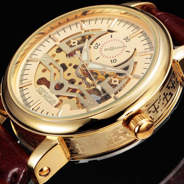 gold skeleton watch men business automatic mechanical wristwatch leather band mens watches gift, Slivery;brown
gold skeleton watch men business automatic mechanical wristwatch leather band mens watches gift, Slivery;brown