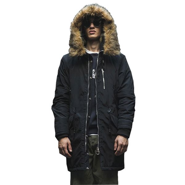 men's thick solid casual winter parkas wide-waisted with raccoon dog fur stand collar adjustable waist men's parkas, Black
men's thick solid casual winter parkas wide-waisted with raccoon dog fur stand collar adjustable waist men's parkas, Black