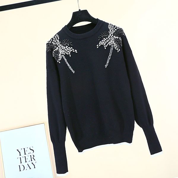 brand designer luxury beaded wool sweaters 2018 autumn winter fashion round neck manual embelished black casual knit pullover jumpers, White;black
brand designer luxury beaded wool sweaters 2018 autumn winter fashion round neck manual embelished black casual knit pullover jumpers, White;black