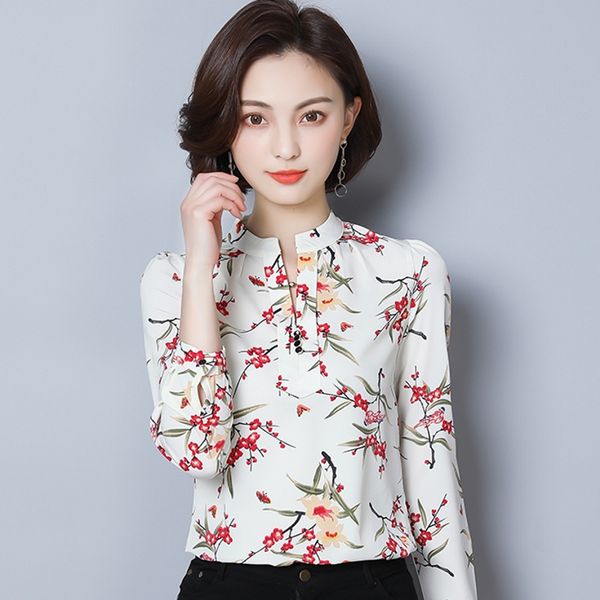 printed chiffon shirt, long sleeves, korean version, loose, thin, broken flower, blouse, bottoming coat, White
printed chiffon shirt, long sleeves, korean version, loose, thin, broken flower, blouse, bottoming coat, White
