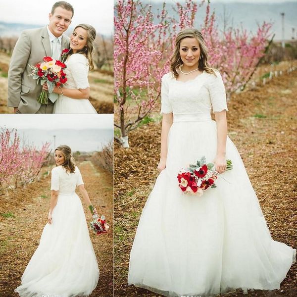 country bohemian wedding dresses 2018 a-line lace applique tulle short sleeves scoop with satin sash bridal gowns vestidos de novia, White
country bohemian wedding dresses 2018 a-line lace applique tulle short sleeves scoop with satin sash bridal gowns vestidos de novia, White