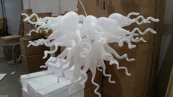 

Milky White 100% Handmade Chandelier Lamps 110V-240V Customized Size Elegant Murano Glass Art Hanging Lamp for Home Deco
