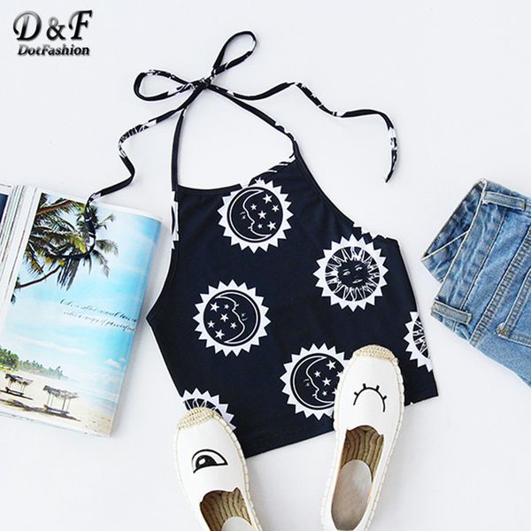 dotfashion womans with strap sleeveless female beach blue print halter neck backless crop cami camisole, White
dotfashion womans with strap sleeveless female beach blue print halter neck backless crop cami camisole, White