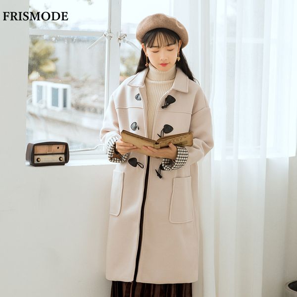 turn-down collar long sleeve big pockets horn button loose midi woolen coat 2018 winter preppy style casual wool blends coats, Black
turn-down collar long sleeve big pockets horn button loose midi woolen coat 2018 winter preppy style casual wool blends coats, Black