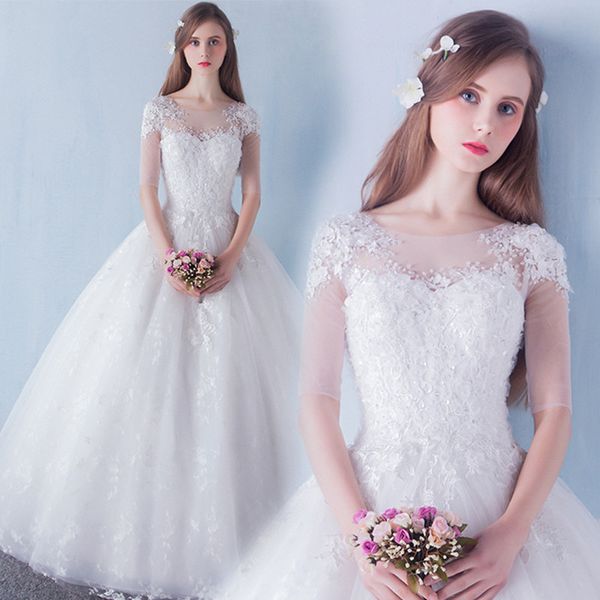 укупоренные рукава тюль a line свадебные платья и кружевные аппликации, White
укупоренные рукава тюль a line свадебные платья и кружевные аппликации, White