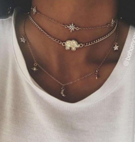 elephant choker necklaces triple layer moon, star , elephant charm gold /silver tone chokers gift idea womens pendant necklaces, Golden;silver
elephant choker necklaces triple layer moon, star , elephant charm gold /silver tone chokers gift idea womens pendant necklaces, Golden;silver