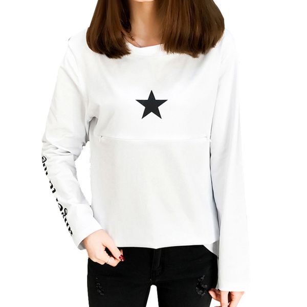 long sleeve maternity nursing cotton breastfeeding t shirt for pregnant women star print tee pregnancy clothes 5 colors, White
long sleeve maternity nursing cotton breastfeeding t shirt for pregnant women star print tee pregnancy clothes 5 colors, White