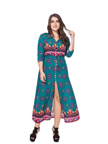 long dress women summer maxi dresses deep v-neck summer bohomian floral print long dress women split beach summer dress, Black;gray
long dress women summer maxi dresses deep v-neck summer bohomian floral print long dress women split beach summer dress, Black;gray