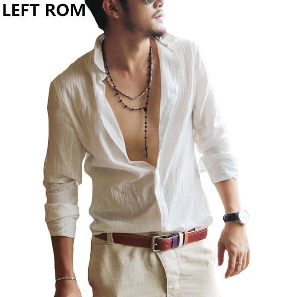 left rom cotton linen shirts man summer white shirt social gentleman shirts men ultra thin casual shirt british fashion clothes, White;black
left rom cotton linen shirts man summer white shirt social gentleman shirts men ultra thin casual shirt british fashion clothes, White;black