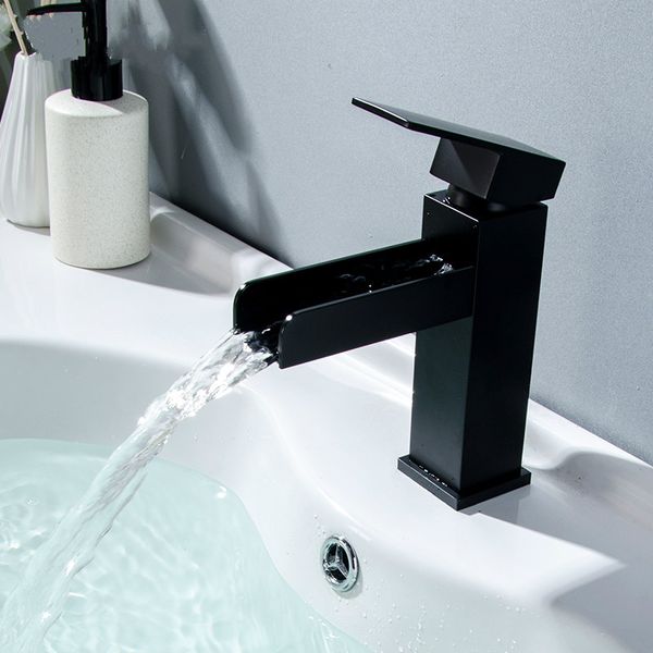 Waterfall Basin Bathroom Faucet Deck Mounted Sink Tap Black Single Handle Mixer Taps Single Holder Hot and Cold Water
Waterfall Basin Bathroom Faucet Deck Mounted Sink Tap Black Single Handle Mixer Taps Single Holder Hot and Cold Water