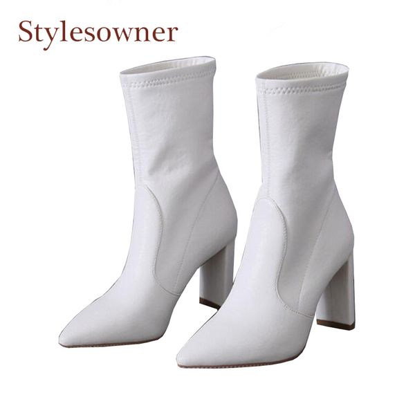 stylesowner spring autumn women flock leather short boots pointed toe 8.5cm high heel stretch boots ladies thin leg ankle, Black
stylesowner spring autumn women flock leather short boots pointed toe 8.5cm high heel stretch boots ladies thin leg ankle, Black