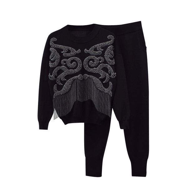 best quality new fashion runway 2018 designer suit set women's stunning beaded tassel sweater knitting pants set, Gray
best quality new fashion runway 2018 designer suit set women's stunning beaded tassel sweater knitting pants set, Gray