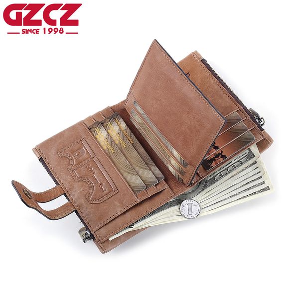 gzcz genuine leather men wallets coin purse fashion crazy horse zipper design male walet money bag portomonee slim vallet, Red;black
gzcz genuine leather men wallets coin purse fashion crazy horse zipper design male walet money bag portomonee slim vallet, Red;black