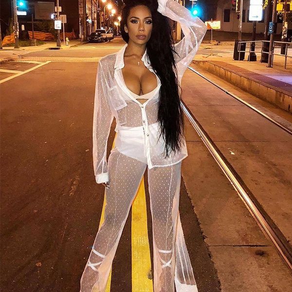 white transparent 2 piece set women mesh polka dot long sleeve autumn casual see through two piece set and pants suit, Gray
white transparent 2 piece set women mesh polka dot long sleeve autumn casual see through two piece set and pants suit, Gray