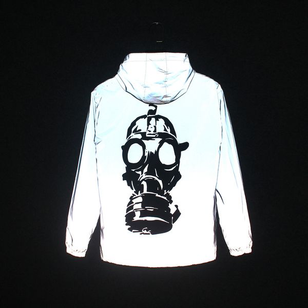 men reflective jacket casual windbreaker hooded fluorescent clothing skull printed fashion street men women lovers coat, Black;brown
men reflective jacket casual windbreaker hooded fluorescent clothing skull printed fashion street men women lovers coat, Black;brown