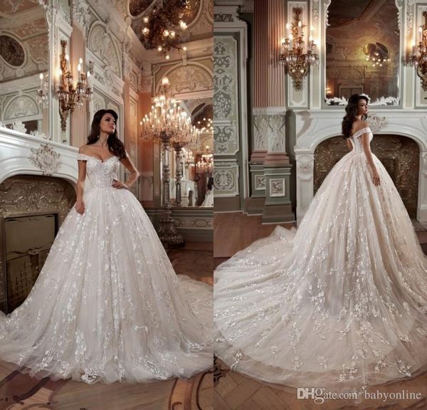 New Arrival Luxury Ball Gown 2018 Wedding Dresses Appliqued Lace Off Shoulders Chapel Train Bridal Gowns
New Arrival Luxury Ball Gown 2018 Wedding Dresses Appliqued Lace Off Shoulders Chapel Train Bridal Gowns