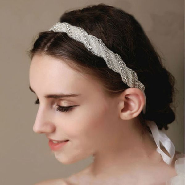 

art deco diamante bridal hairband headpiece spiral pattern jewels headband wedding hair tiara headband sh26 ing, Silver