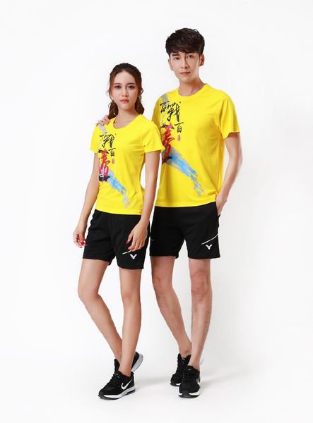 new victor competition badminton shirt clothes,men/women table tennis jerseys quick dry,lovers ping pong/tennis t-shirt +shorts train suit, White;yellow
new victor competition badminton shirt clothes,men/women table tennis jerseys quick dry,lovers ping pong/tennis t-shirt +shorts train suit, White;yellow