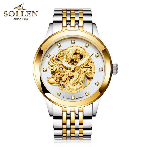 sollen / solon automatic mechanical watch business hollow watch men's steel waterproof luminous multi-function male, Slivery;brown
sollen / solon automatic mechanical watch business hollow watch men's steel waterproof luminous multi-function male, Slivery;brown